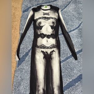 JEAN PAUL GAULTIER Elegant Black and Gray Women's Dress